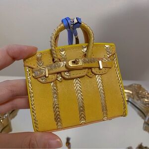 Mini Yellow Handmade Genuine Leather Bag Charm